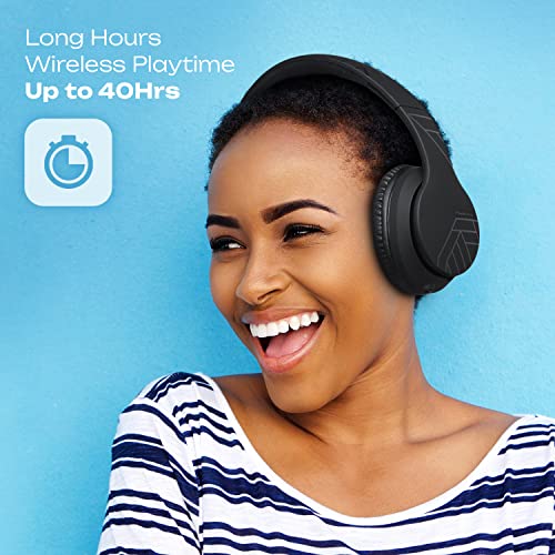 Image of Wireless Bluetooth Headphones, PowerLocus Bluetooth Headphones Over Ear, Super Bass Hi-Fi Stereo, Soft Earmuffs, Foldable Wireless and Wired with Mic for Cell Phones, Online Class, Home Office, PC,TV