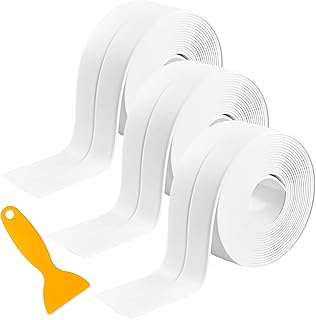 Bath Sealant Strip, 3 Rolls(33ft) Self Adhesive Sealant Tape Caulk Strip Bathroom Sealant for Shower, Kitchen, Toilet, Wall Corner, Bathroom Decoration with Sealing Tool(3.8cm)