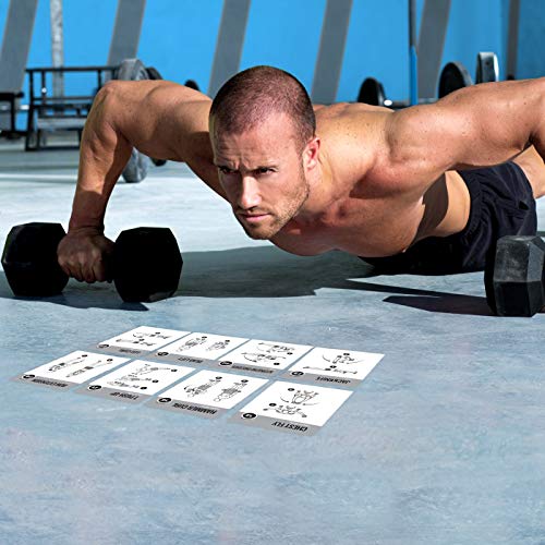Exercise Cards Dumbbell Vol 1 Home Gym Workouts Strength Training Building Muscle Total Body Fitness Guide Workout Routines Bodybuilding Personal Trainer Large Waterproof Plastic 3.5”x5” Cards