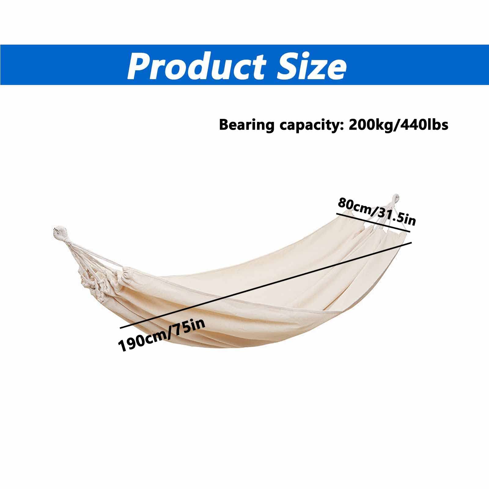 Hamacs pour L'extérieur Blanc, Matériau en Toile Confortable Et Durable avec Sac De Rangement Portable pour La Plage, Le Camping, Le Jardin,Blanc