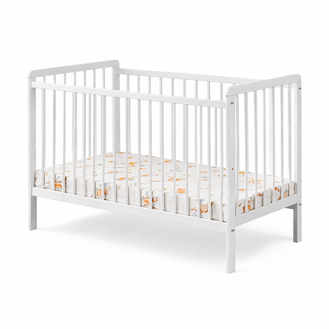 Arreditaly Culla Neonato Lettino Evolutivo Con Sponde E Materasso Incluso Altezza Regolabile Rete A Doghe Design Moderno Minimal Per Cameretta Bambini Arredo Nursery 89 x 124 x 65 Cm Bianco Opaco