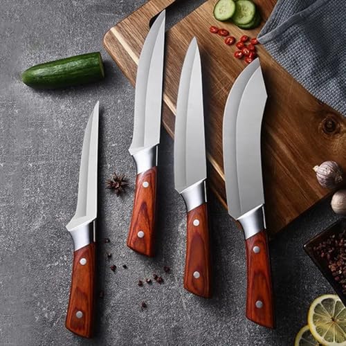 Image of Wizbiz 6Piece Premium Kitchen Knife Set for Home & Professional Use | Multipurpose Chef, Boning, Butcher & Meat Cleaver Knives | Ultra-Sharp Stainless Steel Blades | Ergonomic Wood & Black Handle Set