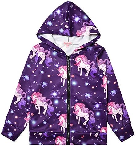 Girls Hoodie Unicorn Jacket Zip Up Sweatshirt Clothes with Pocket...