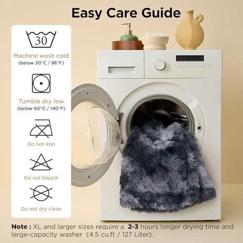 Bedsure Waterproof Dog Blankets for Large Dogs - Cat Blanket for Couch Protector Washable Long Faux Fur,Calming Soft Reversible Throw Furniture Protection for Puppy Pet, 50"x60", Tie-dye Grey - Image 7