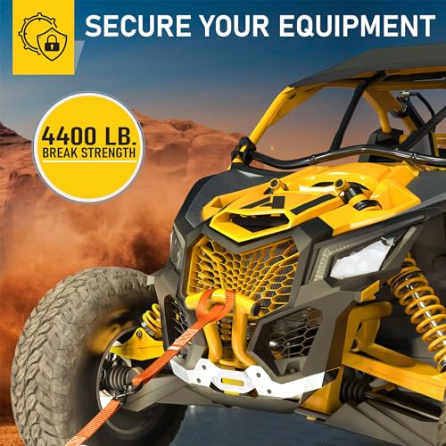 Image of AUGO Heavy Duty Ratchet Straps & Soft Loops - Pack of 4 Extra Strong 1.5 inch by 15' Ratchet Straps w /S-Hook Safety Latches & 4 Soft Loop Tie Downs - 4400Lb Break Strength for Motorcycles, ATVs, Etc.