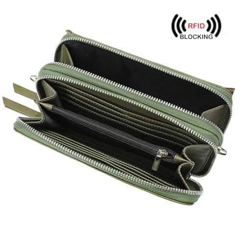 Image of Lanyani RFID Crossbody Wallet Wristlet Purse with Phone Pocket For Women Vegan Leather