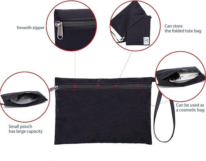 ETidy Large Capacity Foldable Tote Bag With Zipper Water-resistant SandproofWomen Beach Bag Handbag GymBag Travel ShoppingBag - Image 6