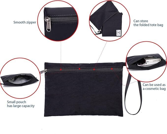 Image of ETidy Large Capacity Foldable Tote Bag With Zipper Water-resistant SandproofWomen Beach Bag Handbag GymBag Travel ShoppingBag