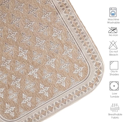 Image of Premium Chenille Woven Anti-Slip 1 Seater Sofa Cover | L-Shape Sofa Seat Protector for Living Room | Durable & Stylish Slipcover - Copper Brown - Floral