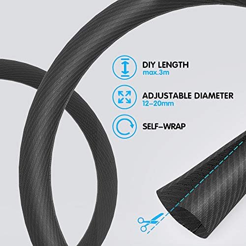 Ipow Cache Cable 3m Manchon De Cable Reglable 12 19mm Pour Cable Management Gaine Cable Tressee En Pet Range Fil Electrique Protege Cable Tv Bureau Ethernet Hdmi Reseau Audio Video Home Cinema Amazon Fr High Tech