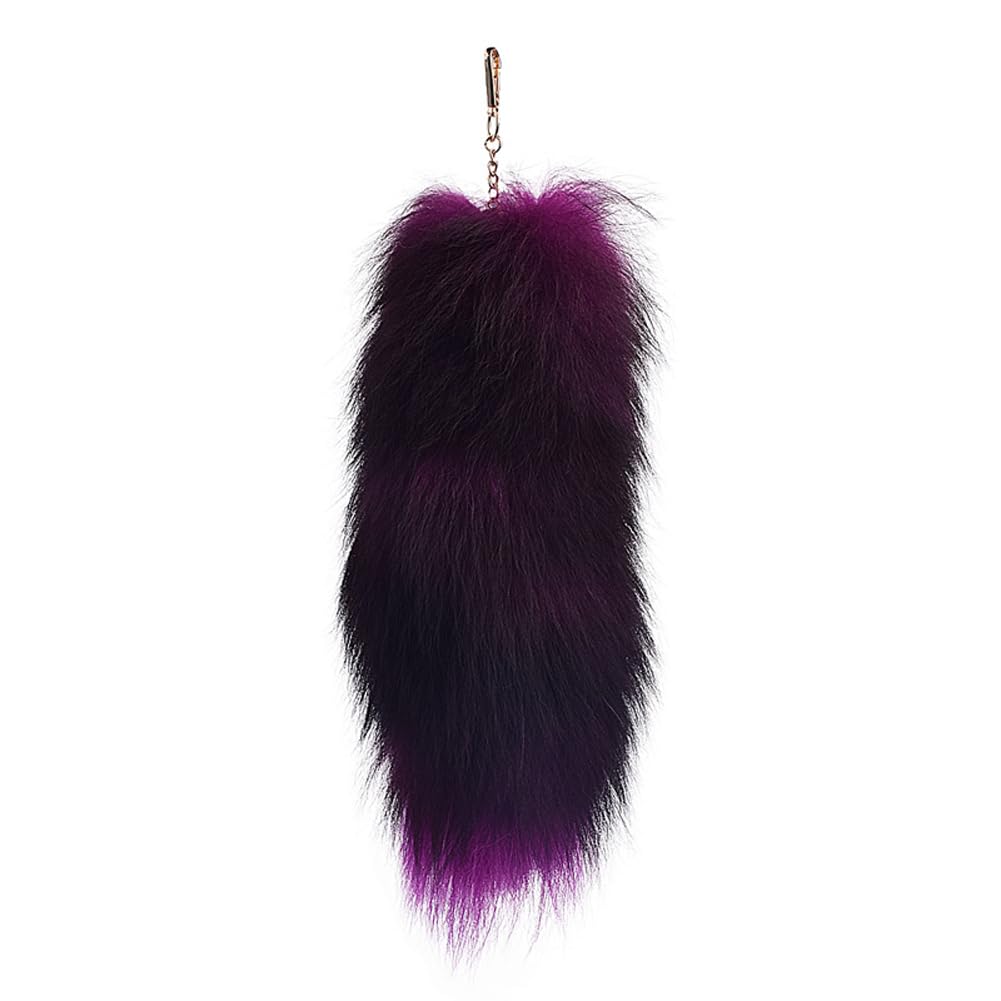 Minvyan Halloween Huge Fluffy Fur Fox Tail Cosplay Fox Tail Handbag Keychain Fox Costume for Kids Adult (Purple)
