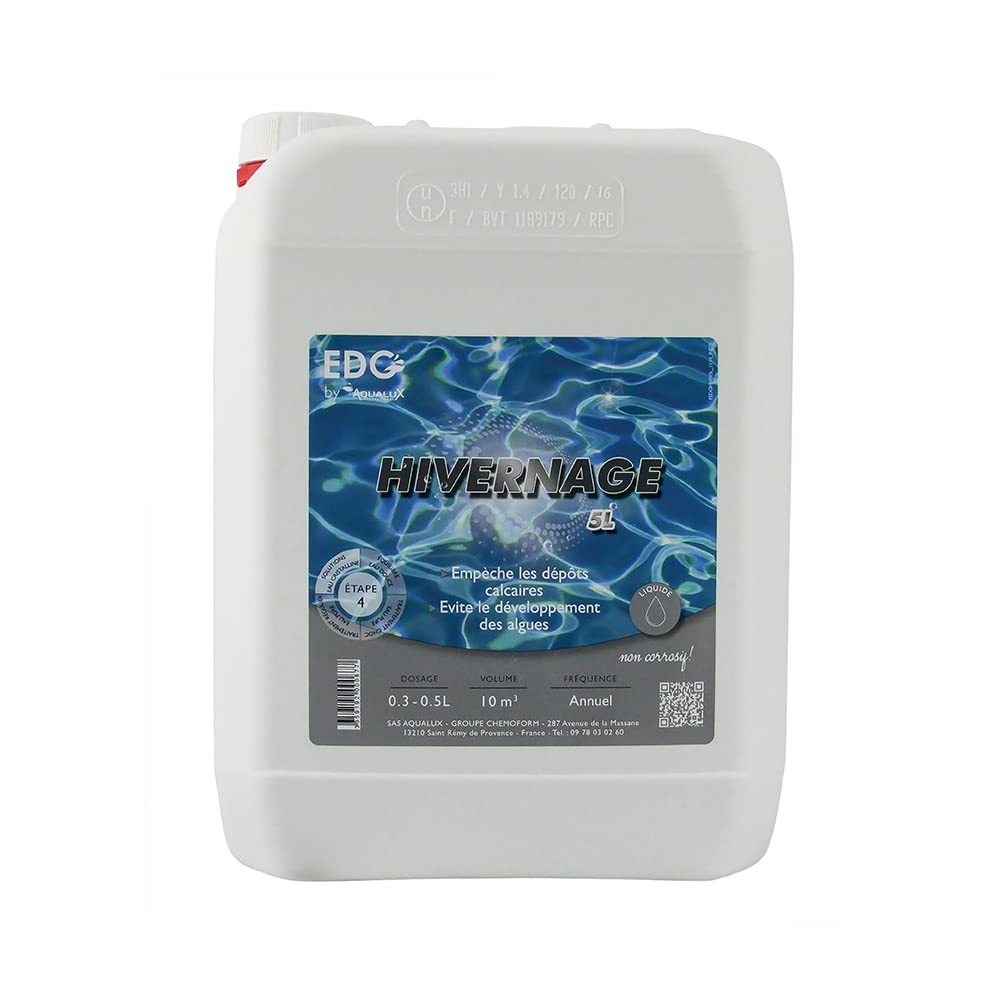 Hivernage Piscine - Anti Algues - Anti dépôts - Protection Des Équipements et des Revêtements - Bidon 5 Litres - EDG