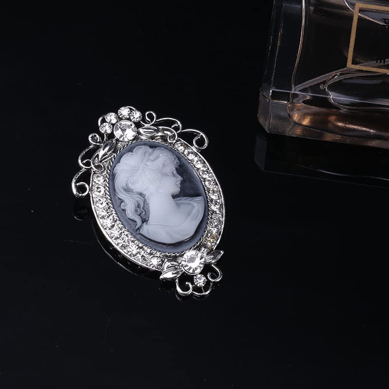 Image of lureme Vintage Elegant Victorian Lady Beauty Cameo with Crystal Brooch Pin (br000017)