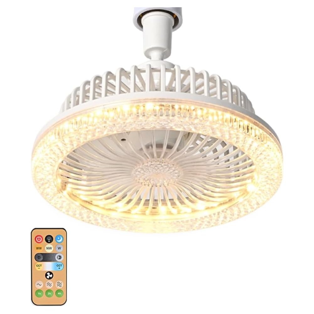 CTRLZS LED Lighting Ceiling Fan with Remote Control E27 Converter Base Smart Remote Control Ceiling Fan with Lights