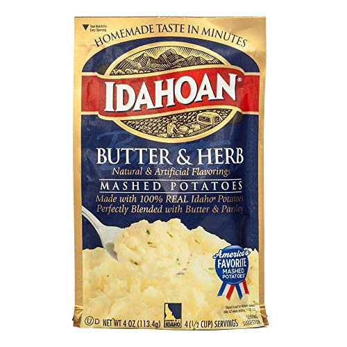 Image of Idahoan Mashed Potatoes, Butter & Herb, 4 oz (Pack of 4)