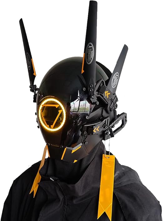 KYEDAY Punk Mask Cosplay for Men and Women, LED Round Light Mask Cosplay Halloween Fit Party Music Festival Accessories