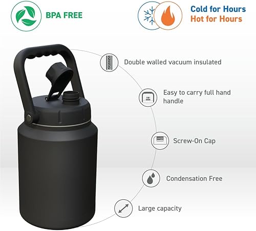 Miniatura 5 de Asobu Mighty - Jarra aislada de acero inoxidable de doble pared, 68 onzas, medio galón (mármol medianoche)