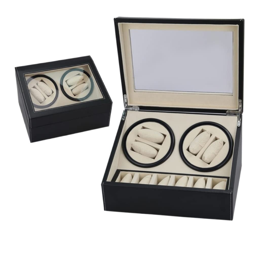 HVMBEUGOS Watch Box Watch Winder With 4 Quiet Motor Watch Winding Box Flexible Watch Pillows Automatic Storage Case Watch Storage (A)
