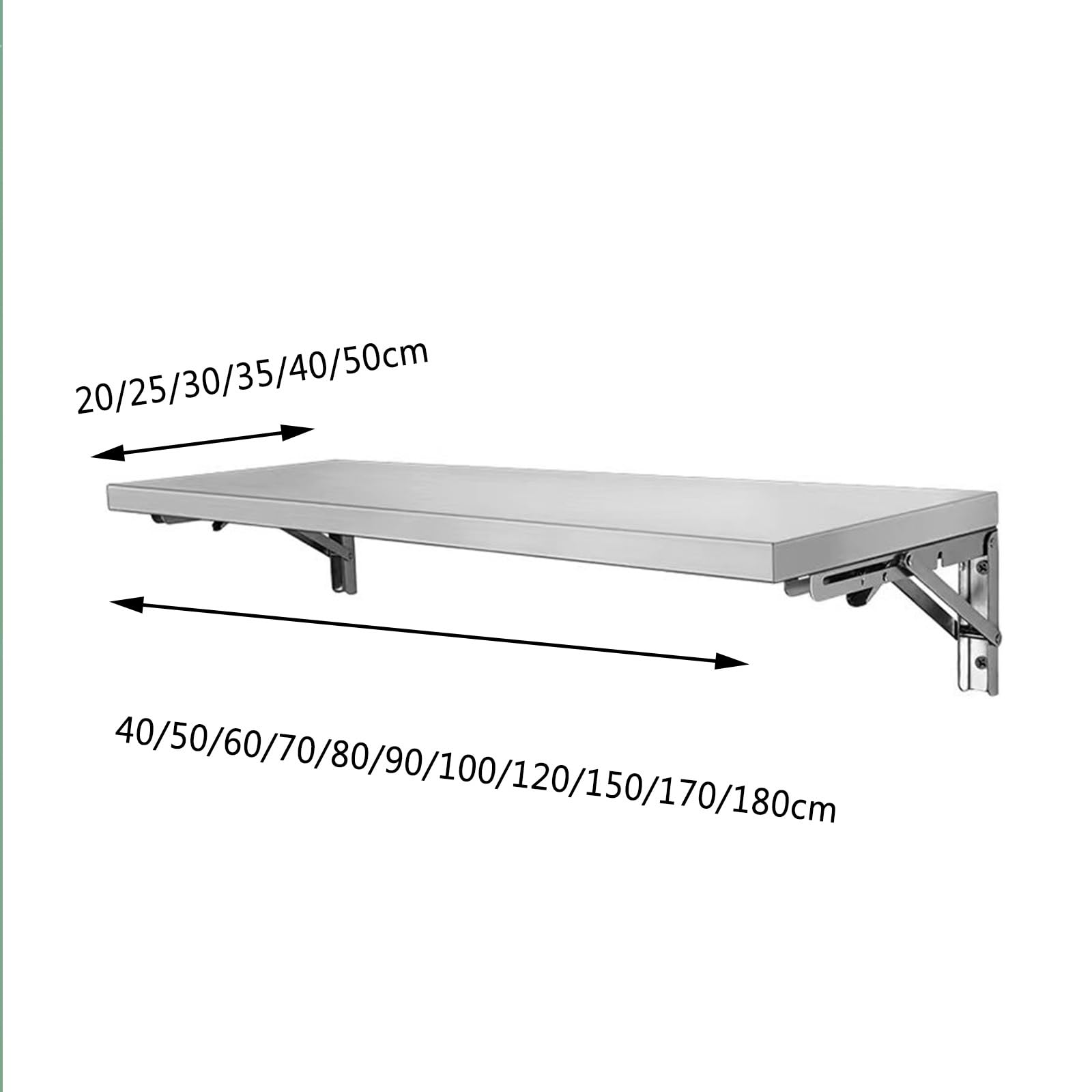 Mesa plegable de acero inoxidable, plegable, exterior - 90×40 cm, superficie de acero inoxidable cepillado 304