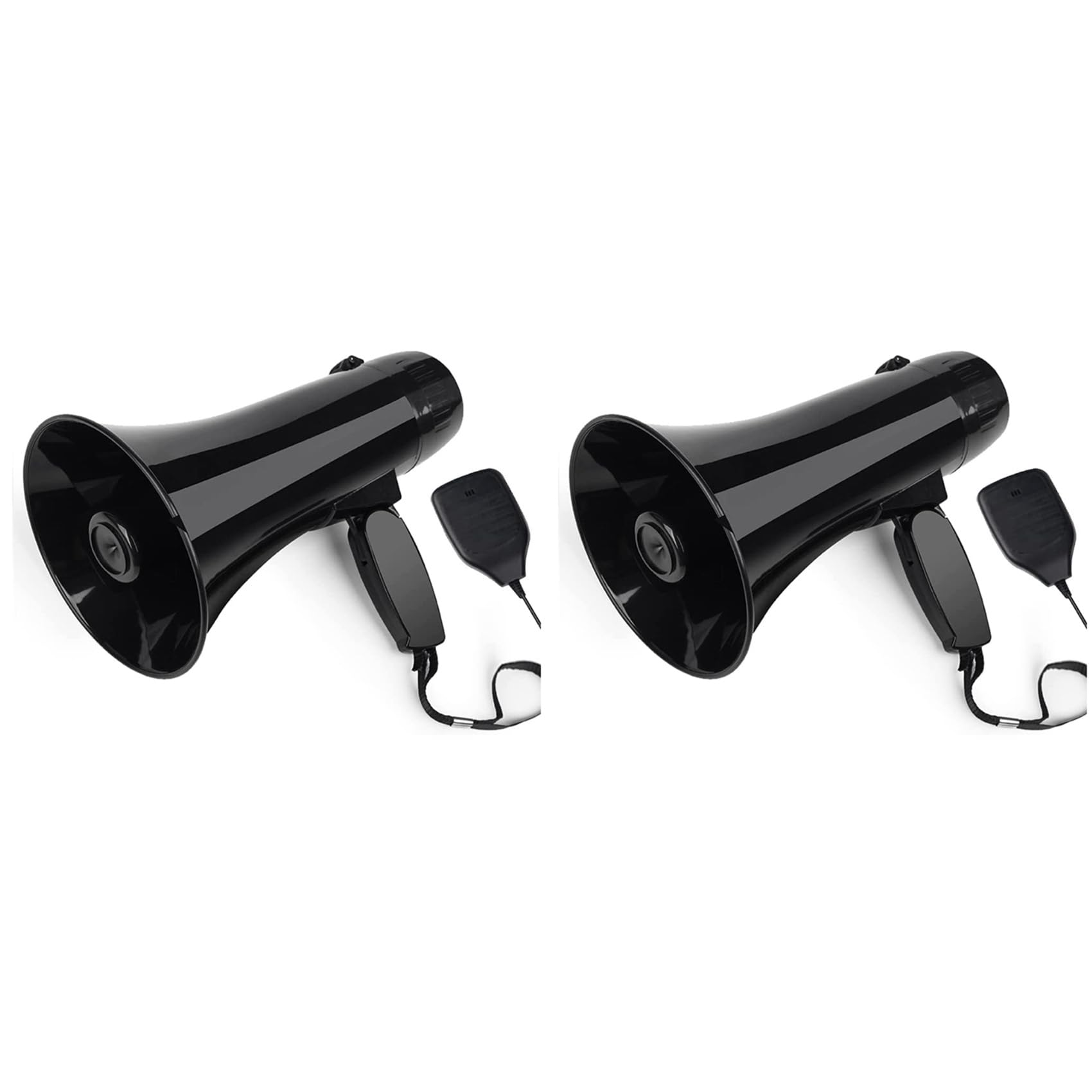 2 altoparlanti Megafono portatile da 35 W con microfono portatile rimovibile, sirena interna (nero)