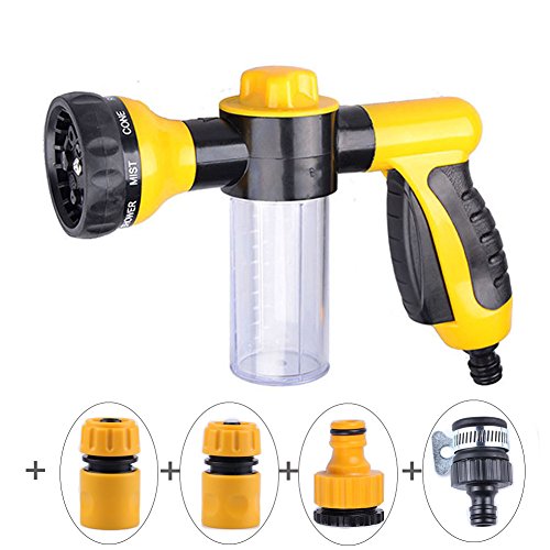 Preisvergleich Produktbild CHEE MONG Verstellbare Schaumwaschpistole, Hochdruckschaumspritzpistole - Gartenschlauch-Sprühpistole - Autowaschpistole mit 3,5 oz / 100 ml-Flasche - 8 Bewässerungsmuster für PKW-Haustierpflanzen