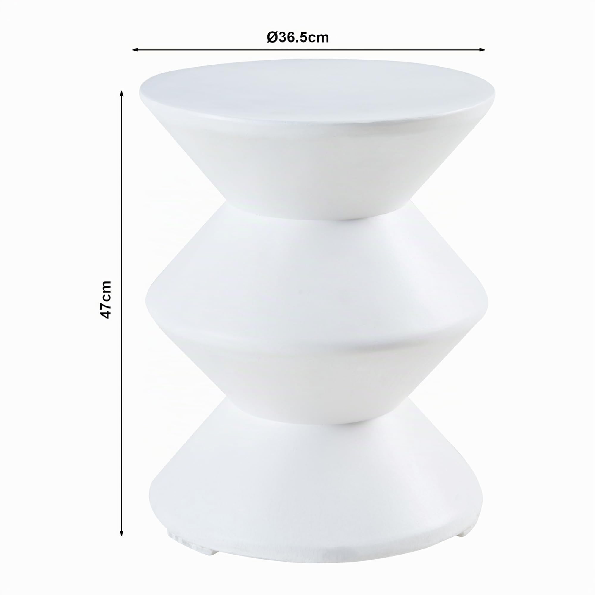 [en.casa] Tavolino da Divano Tavolo Basso Rotondo in Calcestruzzo Leggero Tavolino da Caffè Design per Interni ed Esterni Coperti 47xØ37 cm Bianco