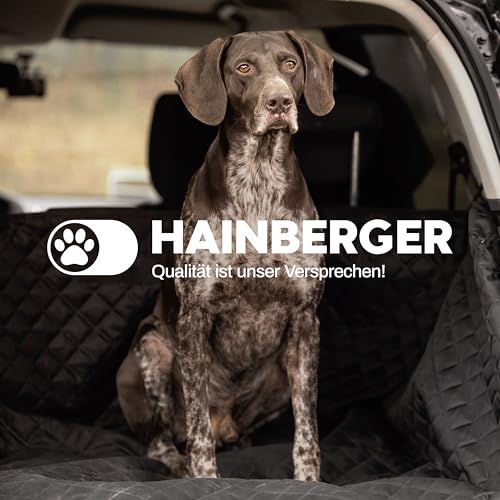 Hainberger Kofferraumschutz Hund gesteppt mit Seiten- und Ladekantenschutz Hundedecke Auto Kofferraum Wasserdicht und Kratzfest, Universal Kofferraum Schutzmatte für Hunde 174 x190cm (Schwarz)