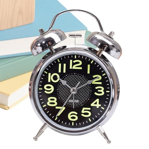 Reloj despertador mecánico, temporizador analógico luminoso, reloj silencioso sin tictac, fácil de leer, tamaño compacto de 3 pulgadas, para dormitorio, escritorio, viajes, personas mayores, personas