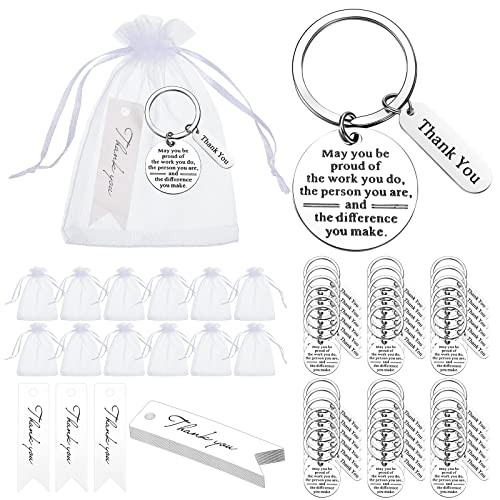 Yinkin 150 Pcs Employee Appreciation Gifts Bulk Thank You Keychains for Coworkers Teams Volunteers Appreciation Keychain(Silver)