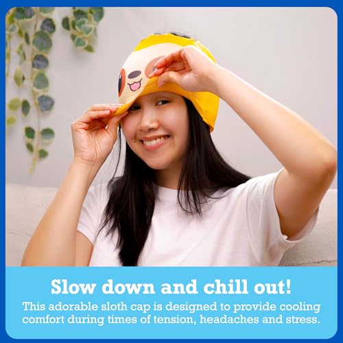 Image of Happy Helpers Sloth Cooling Headache Cap by Relatable, Perfect for Soothing Support During Headaches, Hangovers, Post Workout Recovery, Stress Support and Cooling Support, Includes 1 Cooling Cap