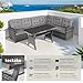 tectake® Gartenbank, Set mit Bank und Esstisch, Rattan Eckbank Outdoor Lounge, Sitzecke wetterfest als Gartenlounge, Balkon Möbel, Wintergarten, Terrasse - grau