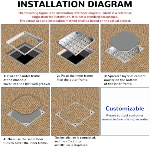 Custom Invisible Manhole Cover - Decorative Septic Tank Lid for Patios, Gardens, Driveways, Sidewalks - Custom Size (39.4x39.4in/100x100cm) - Durable & Stylish Solution