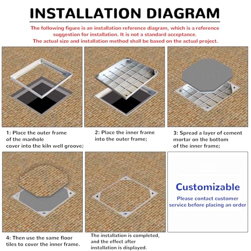 Plaque d'égout Invisible en Acier Inoxydable, Plaque d'égout encastrée en Acier Inoxydable pour terrasse extérieure, Jardin et autoroute (8 cm, 40 x 40 cm / 15,7 x 15,7 Pouces)