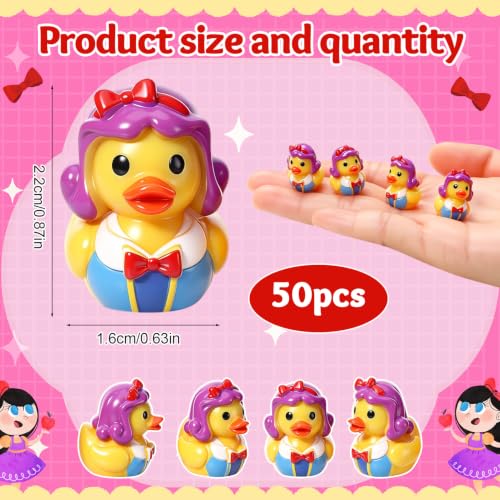 Image of 50 Pcs Princess Ducks Toy Figures, Mini Resin Ducks Bulk | Tiny Duck Figurine Dress up Game Toy for Party Favors (Princess Duck)