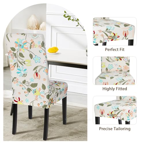 Image of SearchI Dining Room Chair Covers Set of 4, Stretch Printed Flower Kitchen Chair Slipcovers Removable Washable Parsons Chair Covers Protector for Dining Room, Hotel, Ceremony (Floral Pattern1)