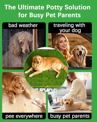 Image of Grass Pee Pads for Dogs, 38x23 inch, Reusable & Washable Dog Pee Pad for Large Pet, Replacement Puppy Training Turf Mat, Dog Potty Pad Artificial Grass, Indoor, Porch, Balcony, Patio, Travel