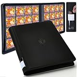 ByderPro1000個以上のポケットトレーディングカードバインダー、1024枚のトレーディングカードを収納可能 - 16ポケットリングレストレーディングカードアルバム トレーディング&スポーツカード用，TCG，レザー+ファスナー完閉｜長期保存に最適な固定ページ&タグ付き
