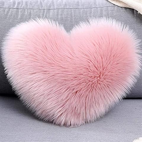 Yanyan Cushions Covers Fluffy Pillow Washable Heart Shaped Soft Decorative Cushion Pads for Living Room Sofa Bedroom (Pink) Cover