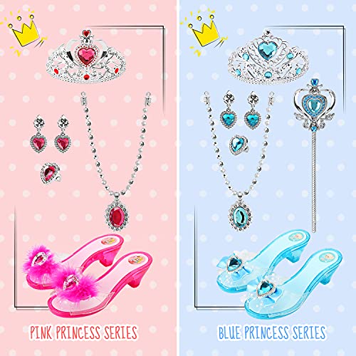 Girls Princess Dress Up Shoes and Jewelry Toys Set, Girls Role Play Shoes Collection Toys for Girls, Princess Dress Up Clothes Jewelry Dress Up Set & Pretend Play Girl Toys for Ages 3,4,5 Years Old - Thumbnail 2