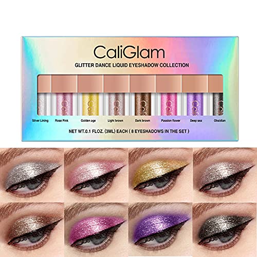 8 Colors Liquid Glitter Eyeshadow Set, Glitter Shimmer Colorful Eye look Long Lasting High Pigmented Eye Shadow Makeup Kits