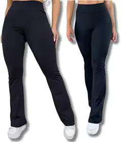 Calça Flare Feminina Boca De Sino Bailarina Cintura Alta Legging Levanta Bumbum Casual Fit Academia Ginástica Cós Alta