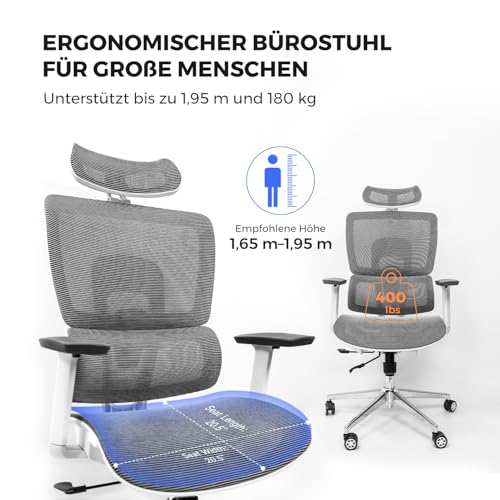 Image of NearHub Ergonomic Office Chair for Big and Tall Max 400Lbs Heavy-Duty Office Gaming Chair with Adjustable Features, High-Back Design, and Premium Comfort for Home Office, EC20