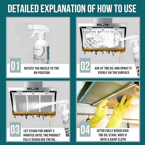 Image of DS CARE Multipurpose Kitchen Cleaner, Heavy-Duty Degreaser Spray for Removing Grease, Soot and Residue, Non-Toxic Formula, Safe for All Surfaces, 500 ml by UNIDSC