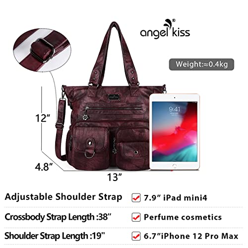 Image of Angelkiss Purses Handbags for Women PU Tote Satchel Bags for Women Pockets Shoulder Bags | PU