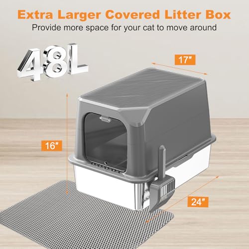 Arenero para gato XXL de acero inoxidable con tapa miniatura 3
