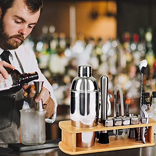 image for Cocktail Shaker Set Bartender Kit, AerWo 16pcs Stainless Steel Bar Too