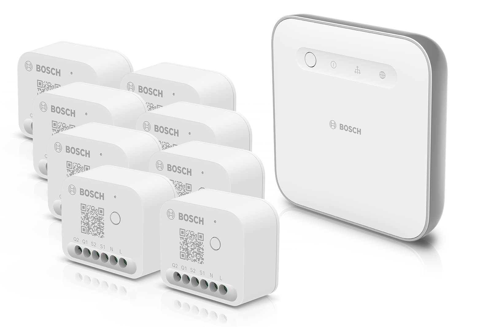 Bosch Smart Home Beleuchtung und Beschattung-Set, 8x Licht-/Rollladensteuerung II, 1x Controller II