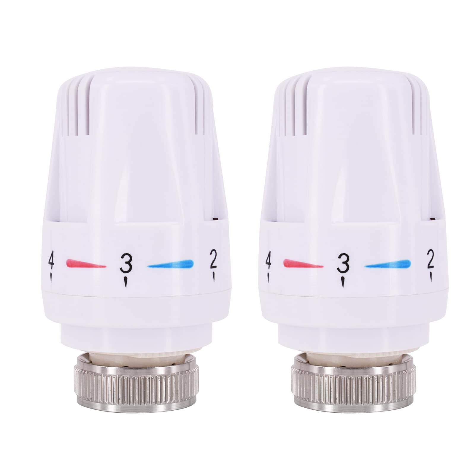 Udewo White 2Pcs Thermostatic Radiator Valve Replacement Trv M30 X 1.5 Radiator Thermostatic Head Radiator Valve Head Heating System Temperature Control Valve Standard Radiator Thermostat Head For Home Office