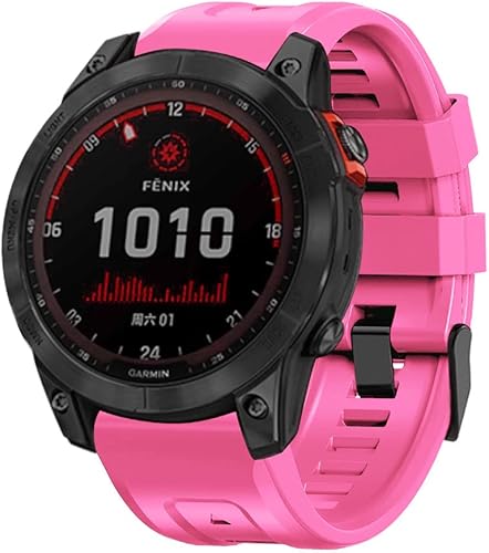 Miniatura 2 de Correa de silicona compatible con Garmin Fenix 7X7X Pro6X6X Pro5X5X Plus33 HR, 1.024 in, ajuste rápido, pulsera de silicona suave, correa de
