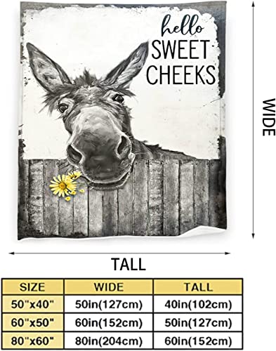 Donkey Throw Blanket Cute Animal Donkey Flower Blanket For Kids Adults Super Warm Soft Cozy Plush Fleece Flannel Blanket For Sofa Couch Bed Birthday Gifts #TOP3